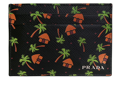 Prada Palm Tree Print Cardholder, front view